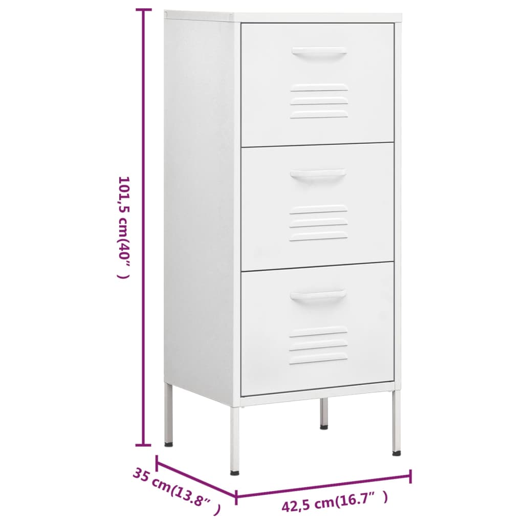 Storage Cabinet White 42.5x35x101.5 cm Steel