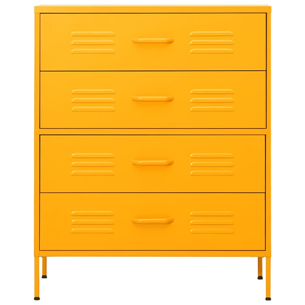 Chest of Drawers Mustard Yellow 80x35x101.5 cm Steel