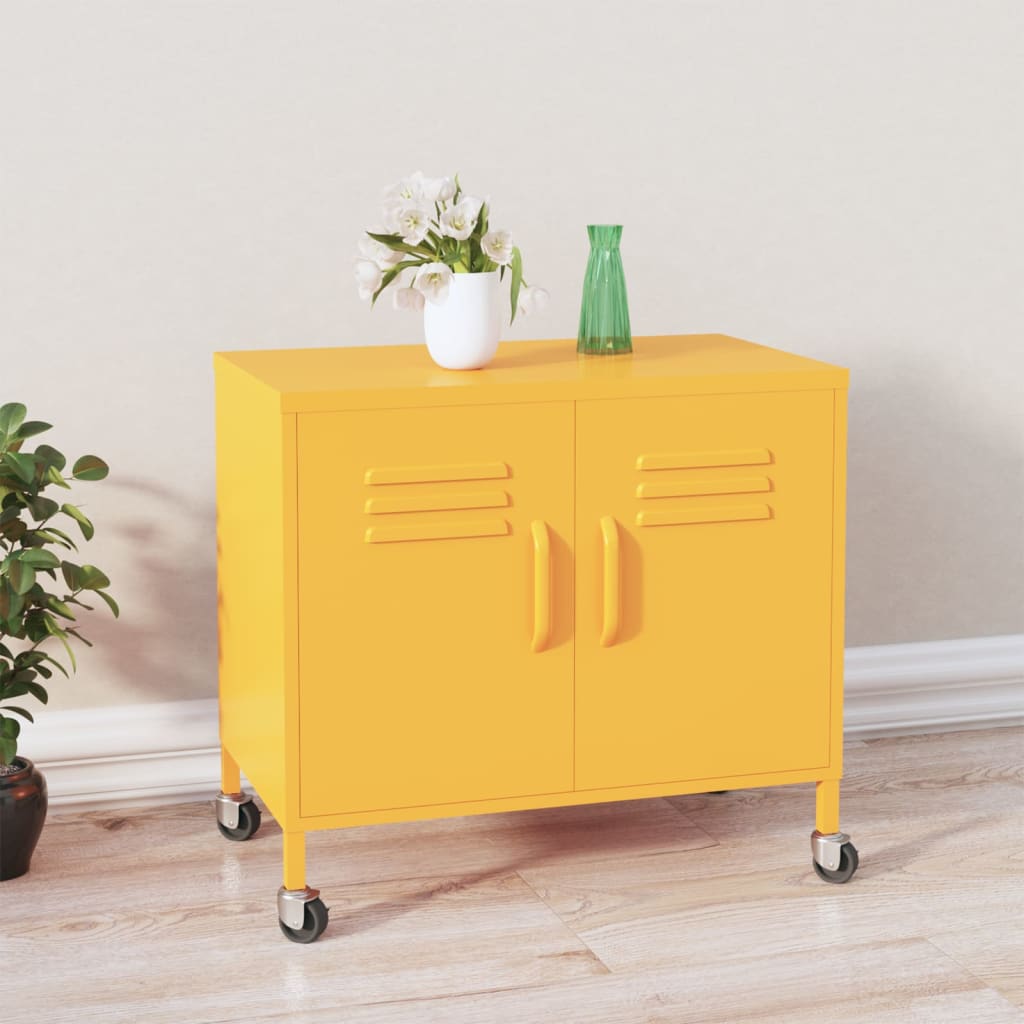 Storage Cabinet Mustard Yellow 60x35x56 cm Steel