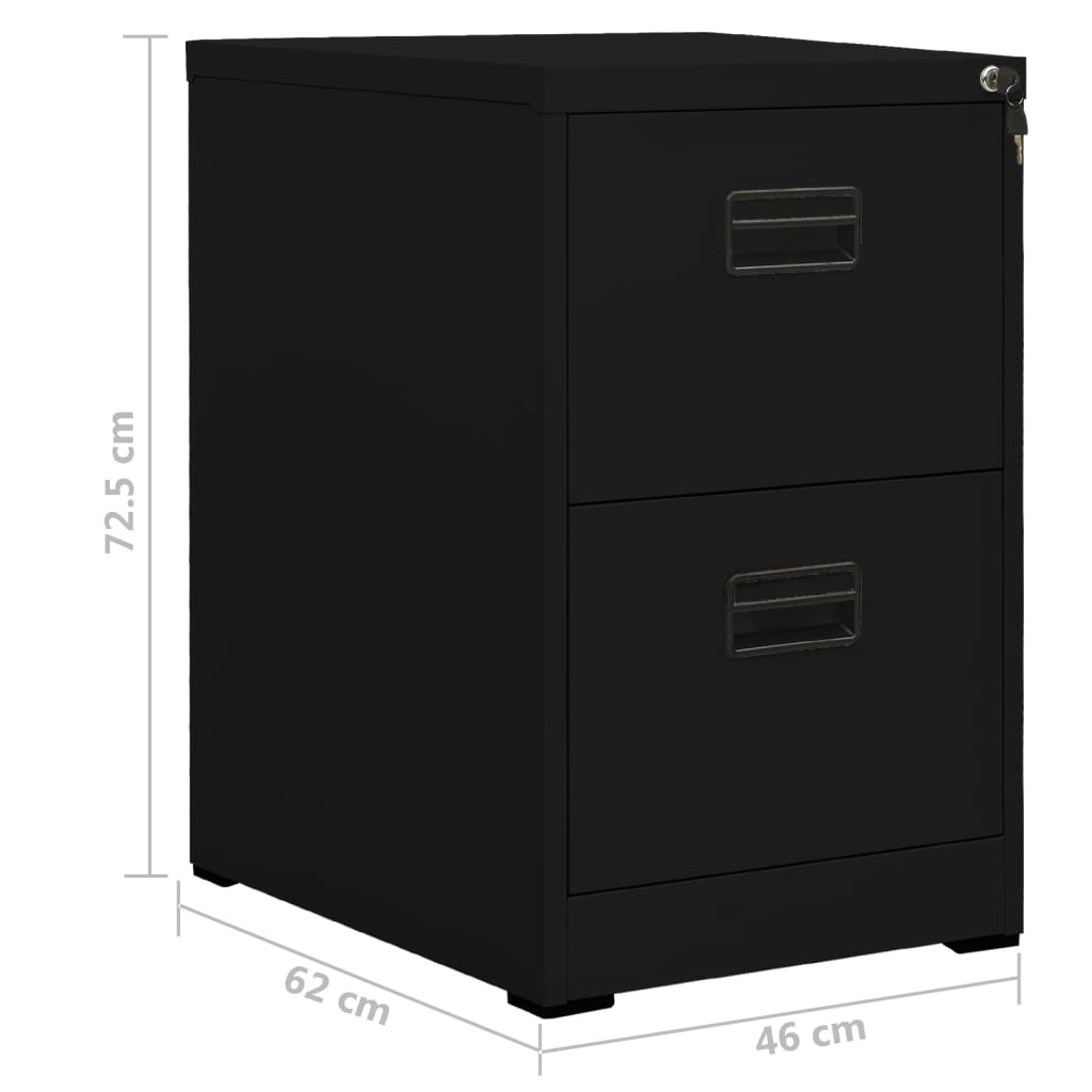 Filing Cabinet Black 46x62x72.5 cm Steel