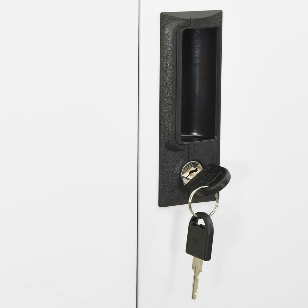 Office Cabinet White 90x40x180 cm Steel and Tempered Glass