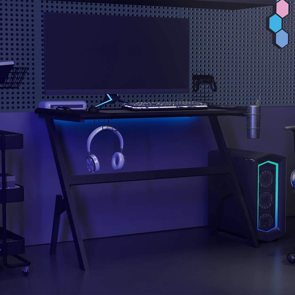 Gaming Desk LED with Y Shape Black 110x60x75 cm