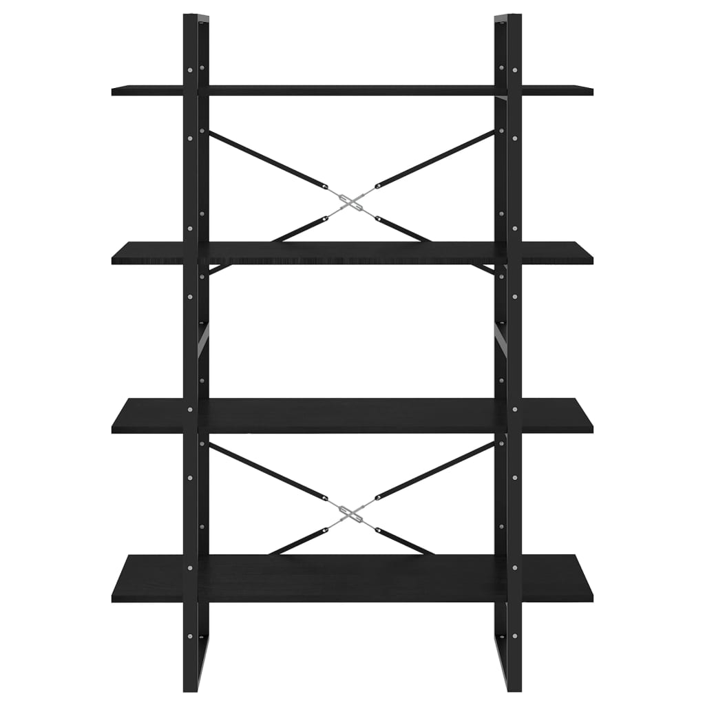 4-Tier Book Cabinet Black 100x30x140 cm Solid Pine Wood