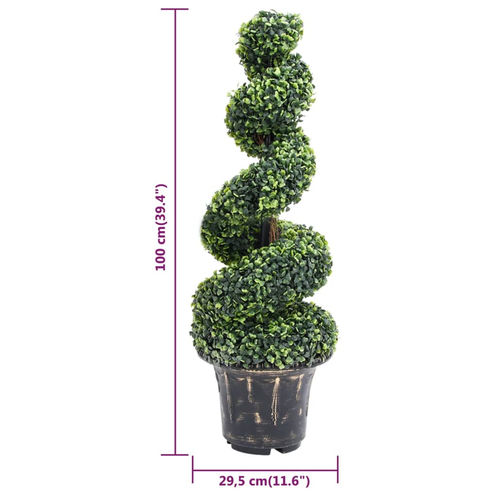 Artificial Boxwood Spiral Plant with Pot Green 100 cm