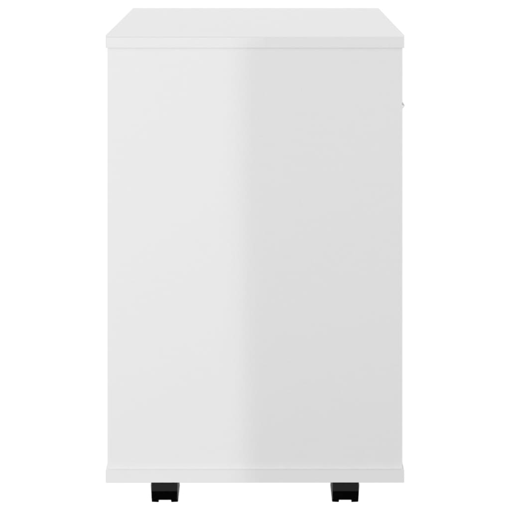 Rolling Cabinet High Gloss White 46x36x59 cm Engineered Wood