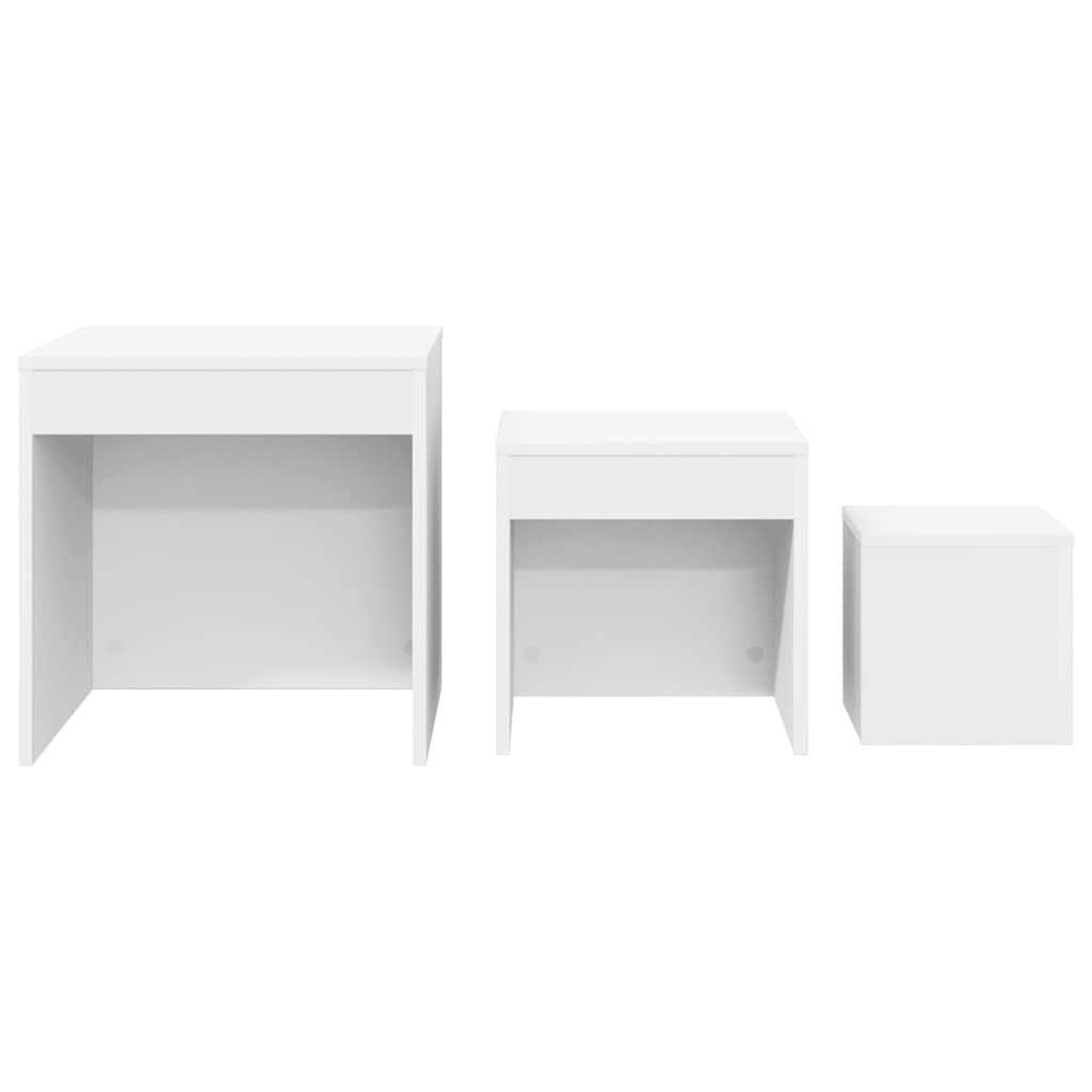 Nesting Tables 3 pcs White Engineered Wood