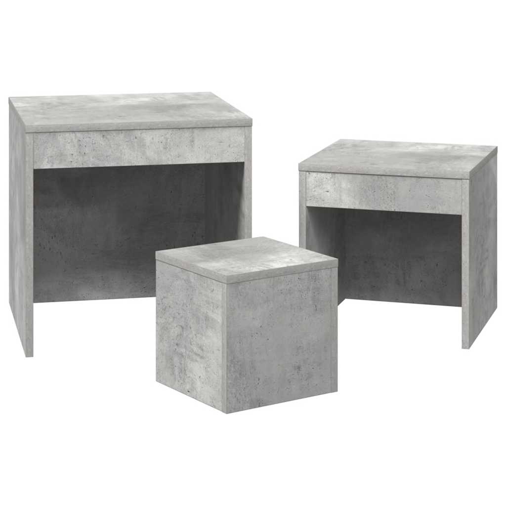 Nesting Tables 3 pcs Concrete Grey Engineered Wood