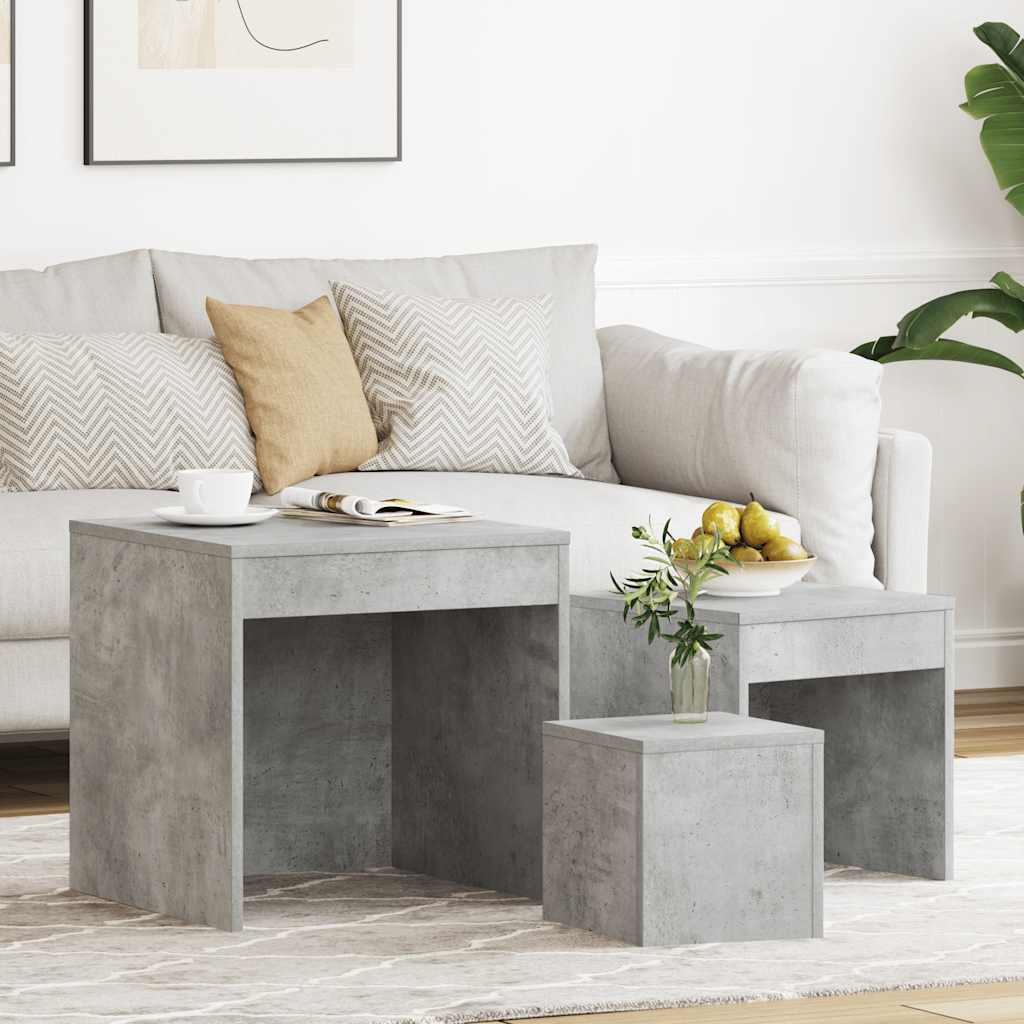 Nesting Tables 3 pcs Concrete Grey Engineered Wood