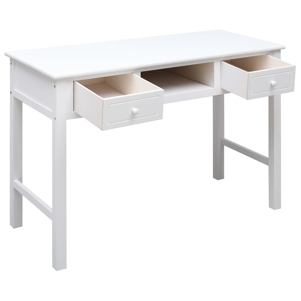 Desk White 108x45x76 cm Solid Wood Paulownia