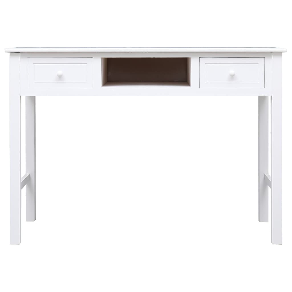 Desk White 108x45x76 cm Solid Wood Paulownia