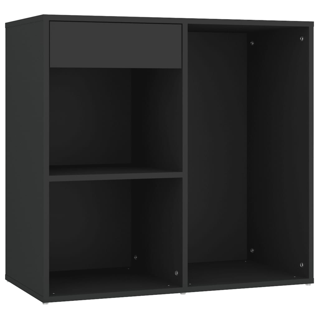 Led Dressing Table With Cabinet Black Engineered Wood