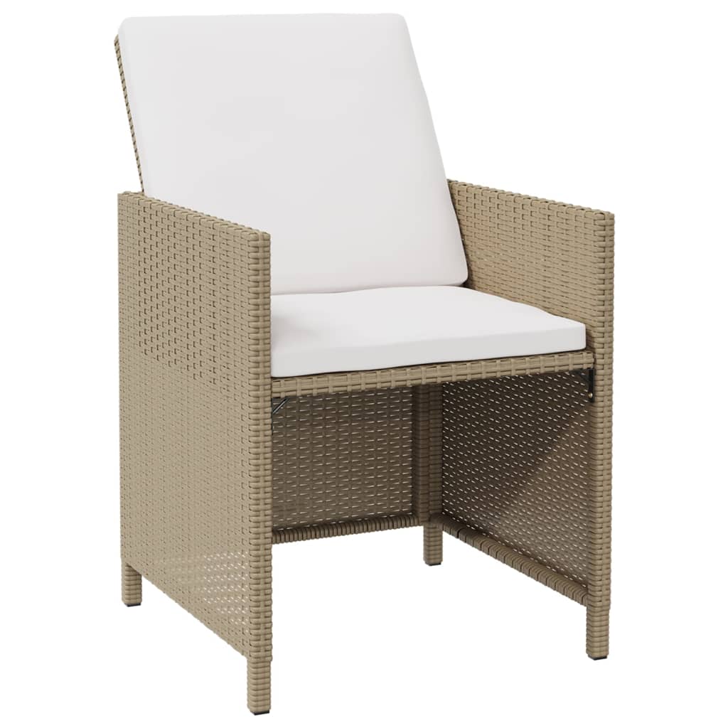 Garden Dining Chairs with Cushions 4 pcs Beige Poly Rattan