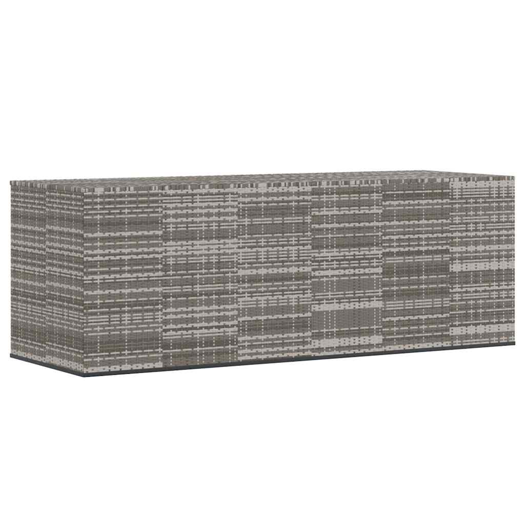 Garden Cushion Box PE Rattan 291x100.5x104 cm Grey