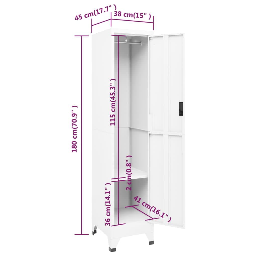 Locker Cabinet White 38x45x180 cm Steel