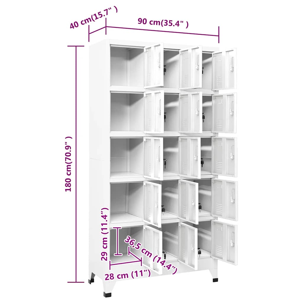 Locker Cabinet Light Grey 90x40x180 cm Steel