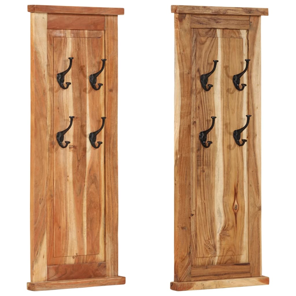 Coat Racks 2 pcs Solid Wood Acacia 38x100 cm