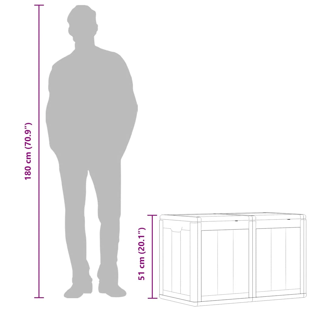 Garden Storage Box 180L Grey PP Wood Look