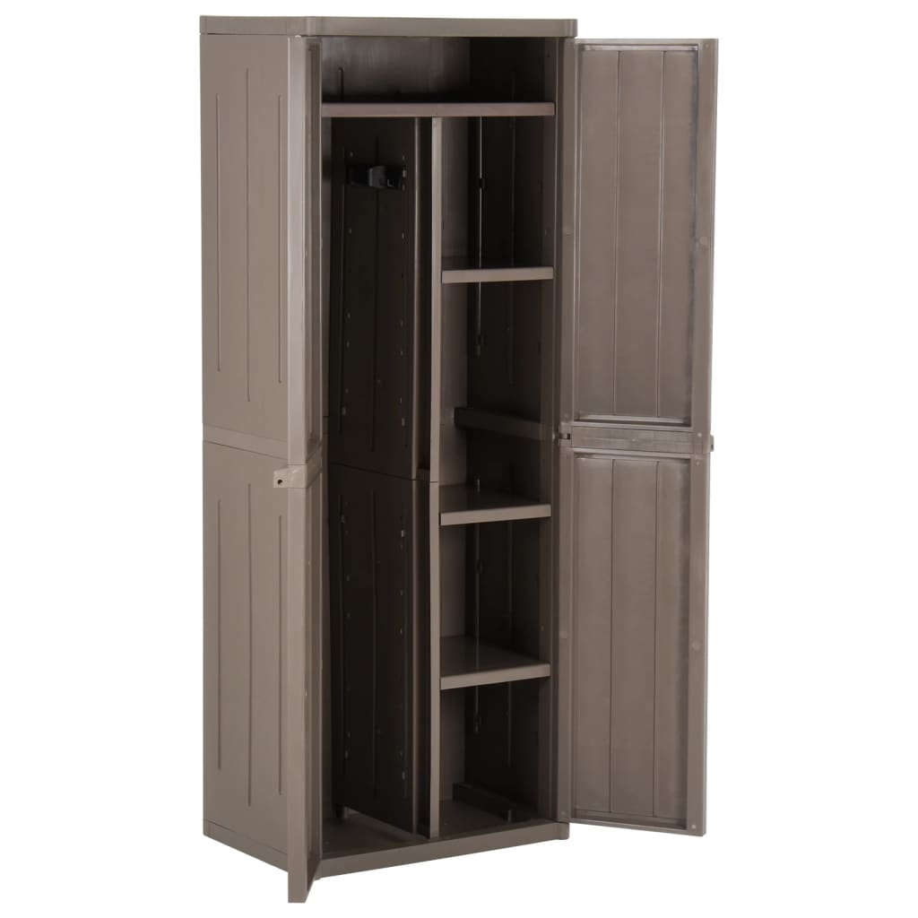 Garden Storage Cabinet Brown 65x45x172 cm PP Wood Look