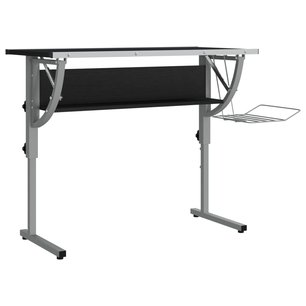Craft Desk Black&Grey 110x53x(58-87) cm Engineered Wood&Steel