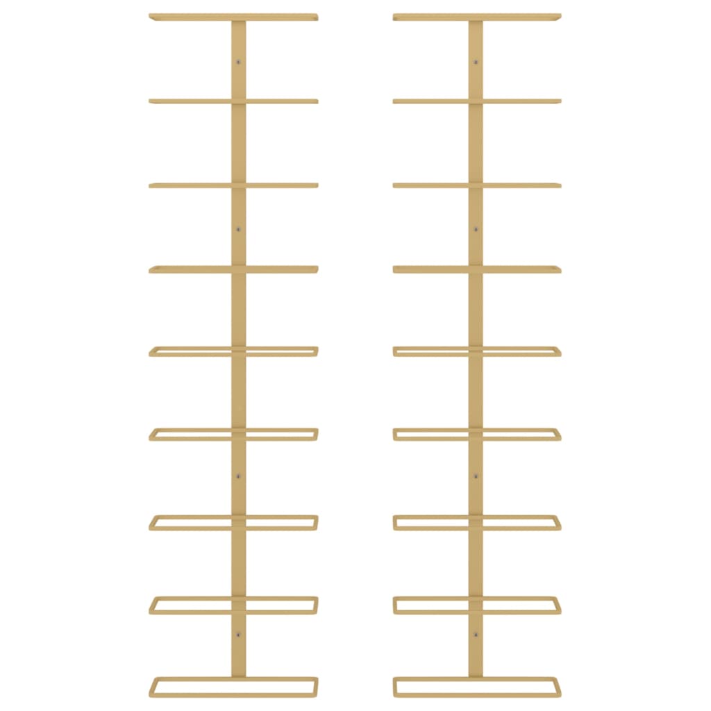 Wall-mounted Wine Rack for 9 Bottles 2 pcs Gold Iron