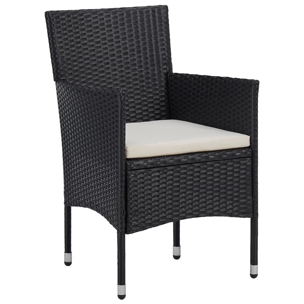 Garden Dining Chairs 2 pcs Poly Rattan Black