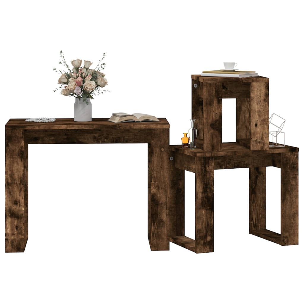 Nesting Tables 3 pcs Smoked Oak Engineered Wood