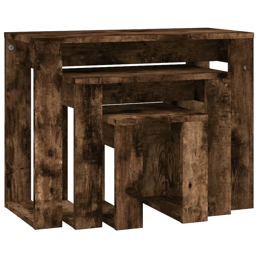 Nesting Tables 3 pcs Smoked Oak Engineered Wood
