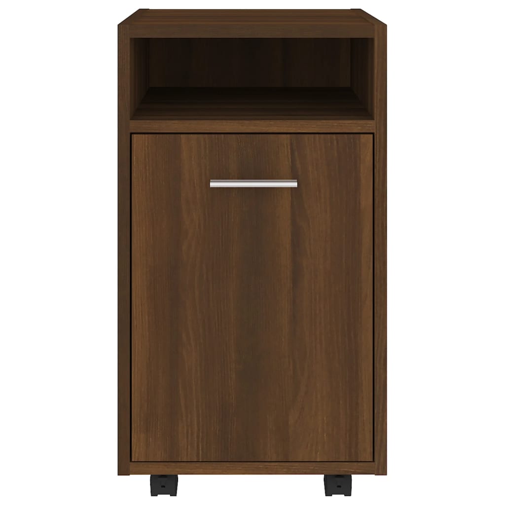 Side Cabinet with Wheels Brown Oak 33x38x60 cm Engineered Wood