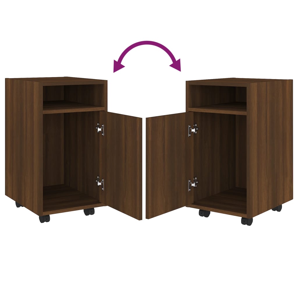 Side Cabinet with Wheels Brown Oak 33x38x60 cm Engineered Wood