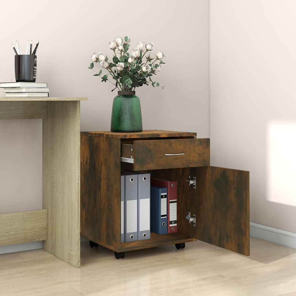 Rolling Cabinet Smoked Oak 45x38x54 cm Engineered Wood