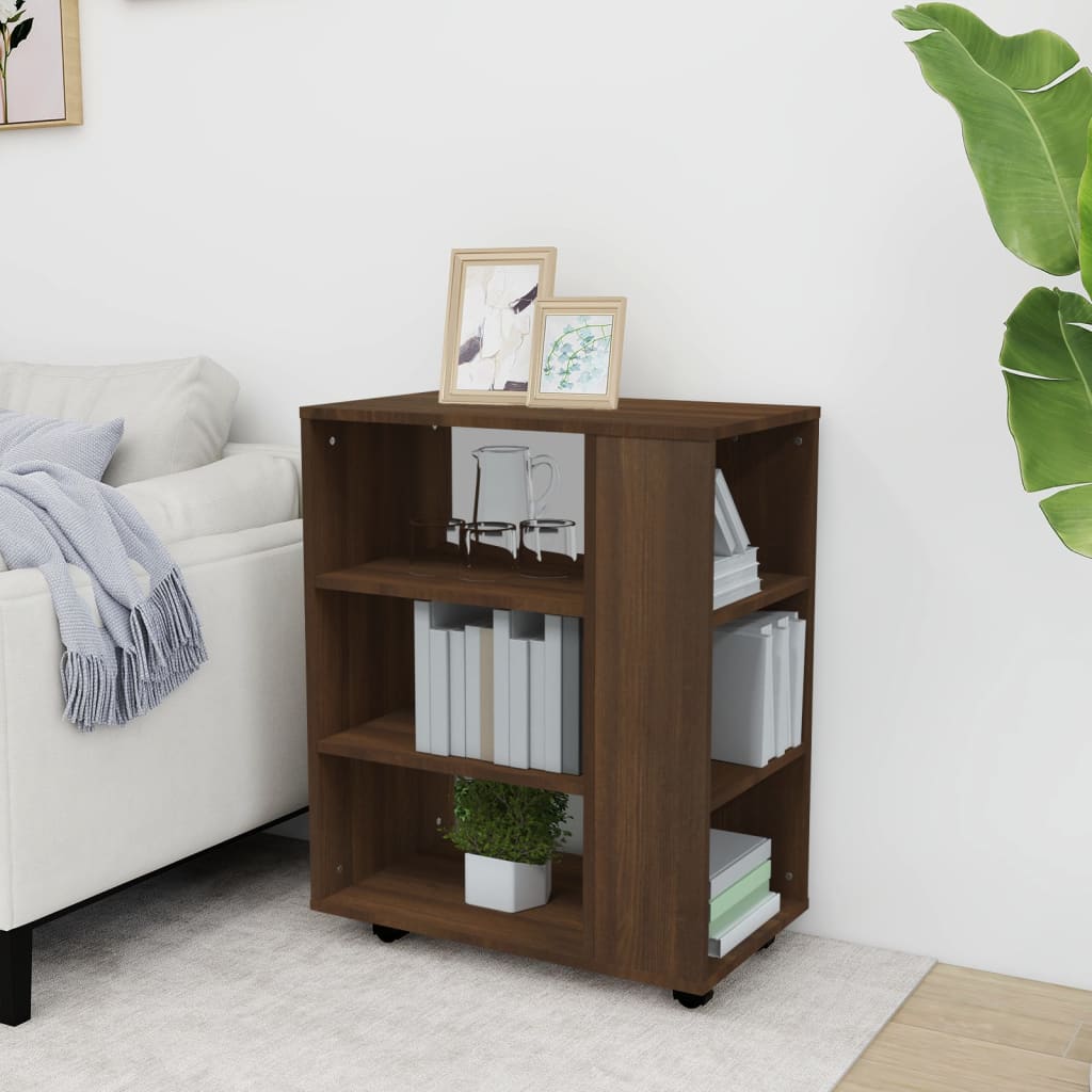 Rolling Cabinet Brown Oak 60x35x75 cm Engineered Wood