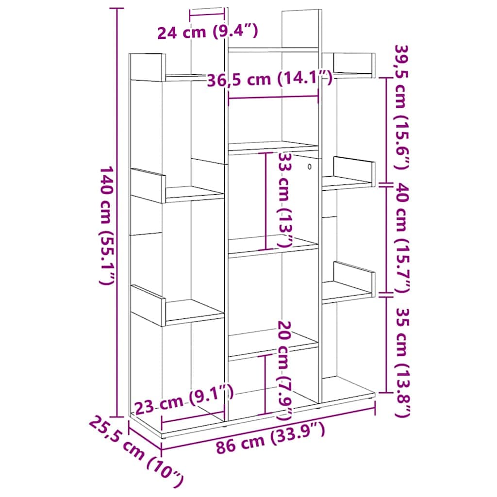 Book Cabinet Grey Sonoma 86x25.5x140 cm Engineered Wood