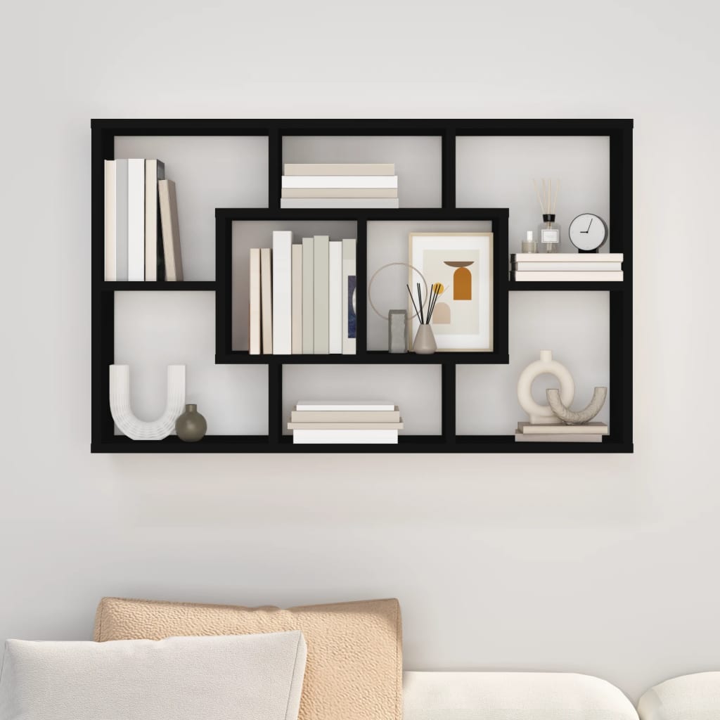 Wall Shelf Black 85x16x52.5 cm Engineered Wood