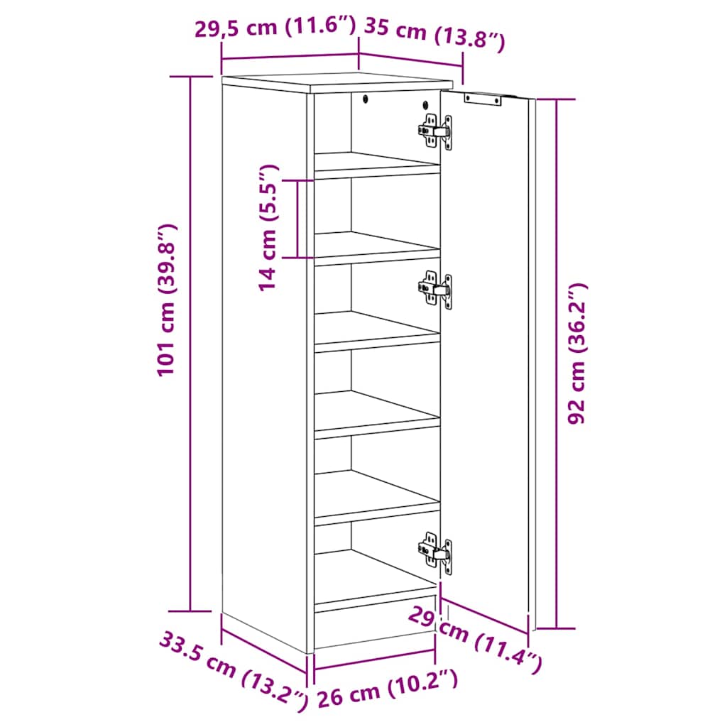Shoe Cabinet White 30x35x100 cm Engineered Wood