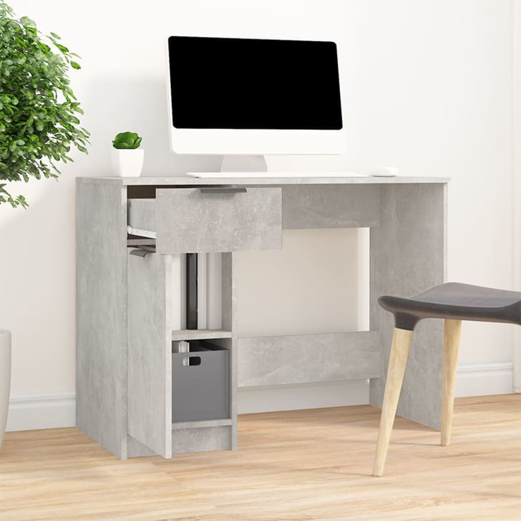 Desk Concrete Grey 100x50x75 cm Engineered Wood