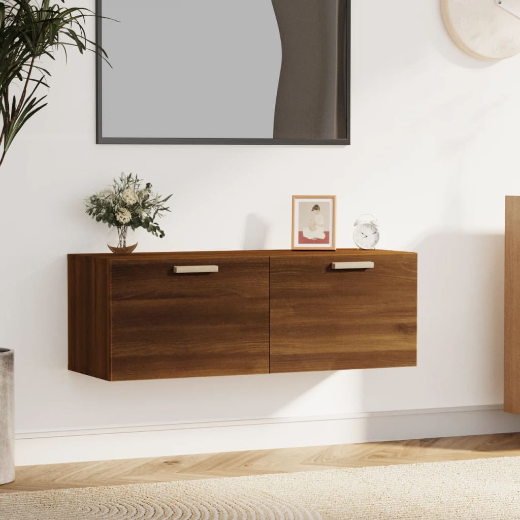 Wall Cabinet Brown Oak 100x36.5x35 cm Engineered Wood