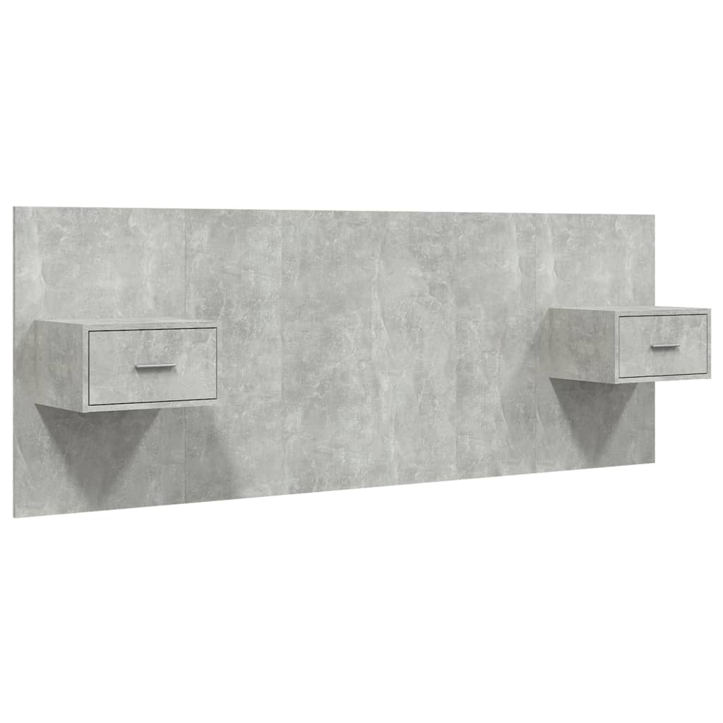 Bed Headboard with Cabinets Concrete Grey Engineered Wood