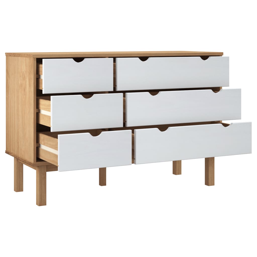 Drawer Cabinet OTTA Brown&White 111x43x73.5cm Solid Wood Pine