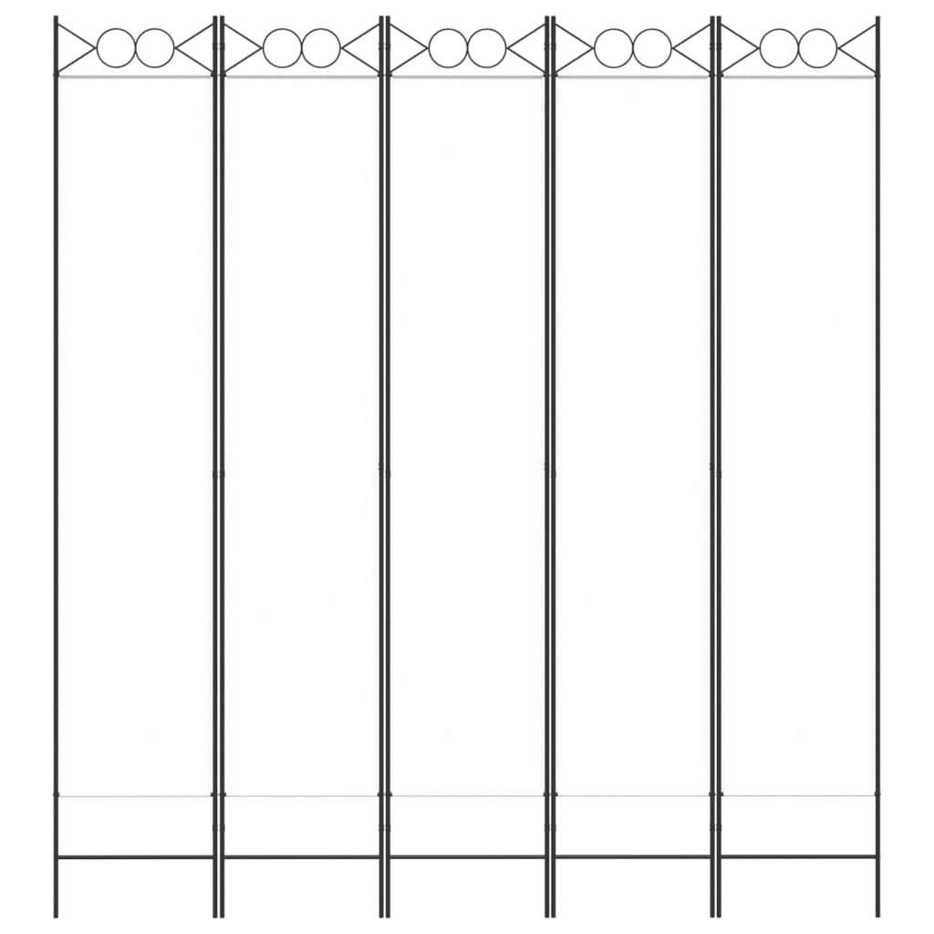 5-Panel Room Divider White 200x220 cm Fabric