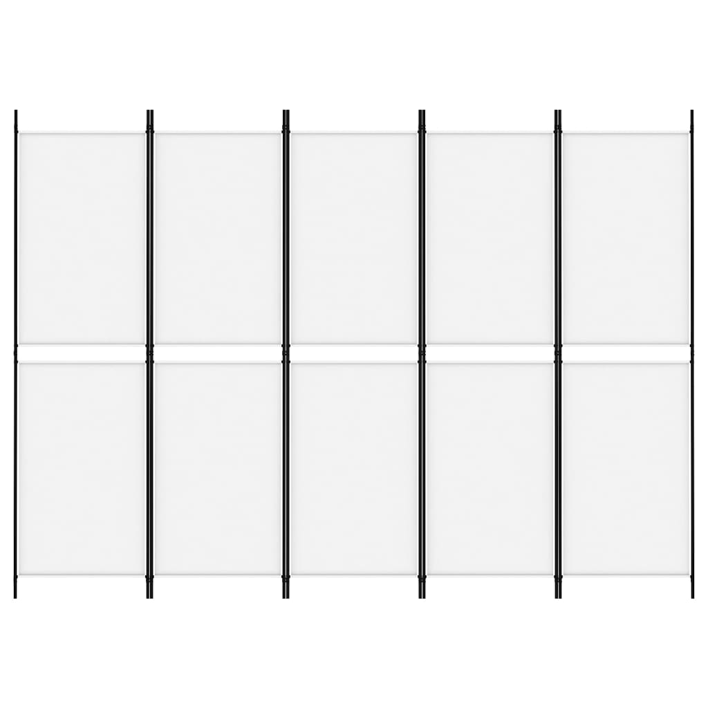 5-Panel Room Divider White 250x180 cm Fabric