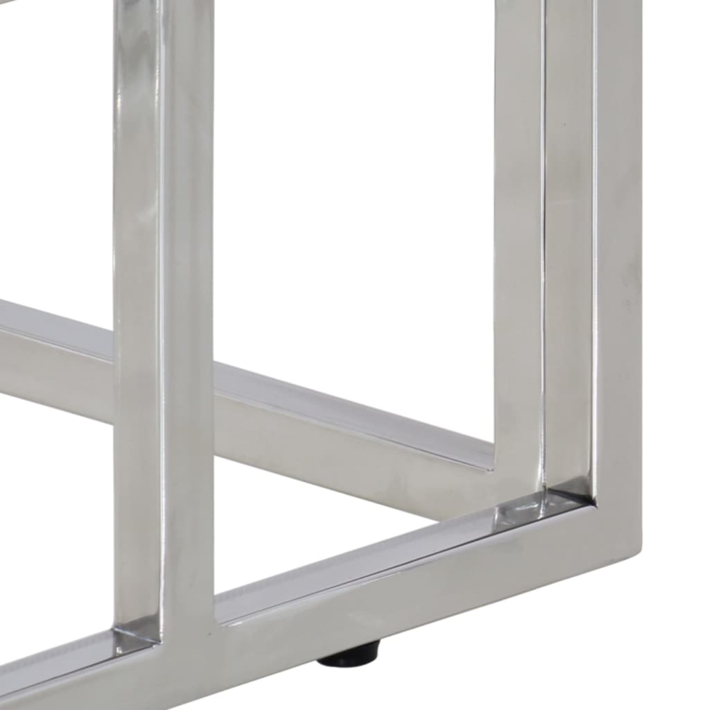 Console Table Silver Stainless Steel and Tempered Glass