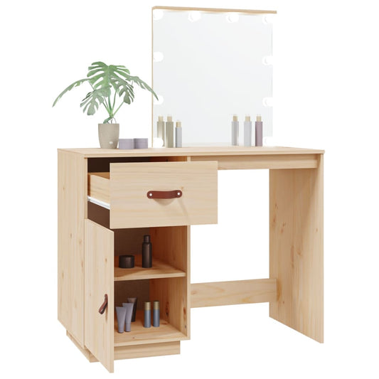 Dressing Table With Led 95X50X133.5 Cm Solid Wood Pine