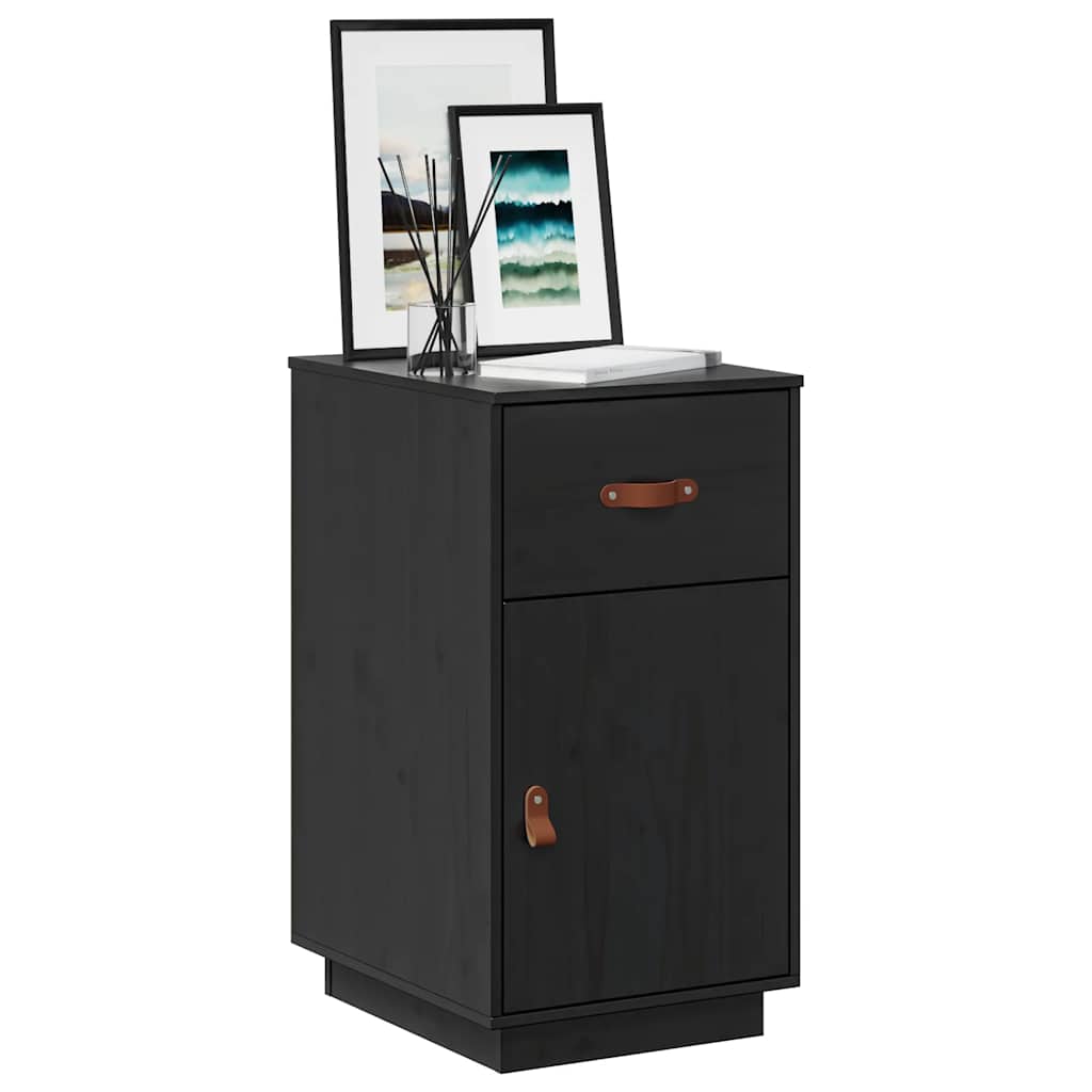 Desk Cabinet Black 40x50x75 cm Solid Wood Pine