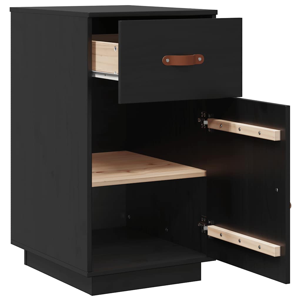 Desk Cabinet Black 40x50x75 cm Solid Wood Pine