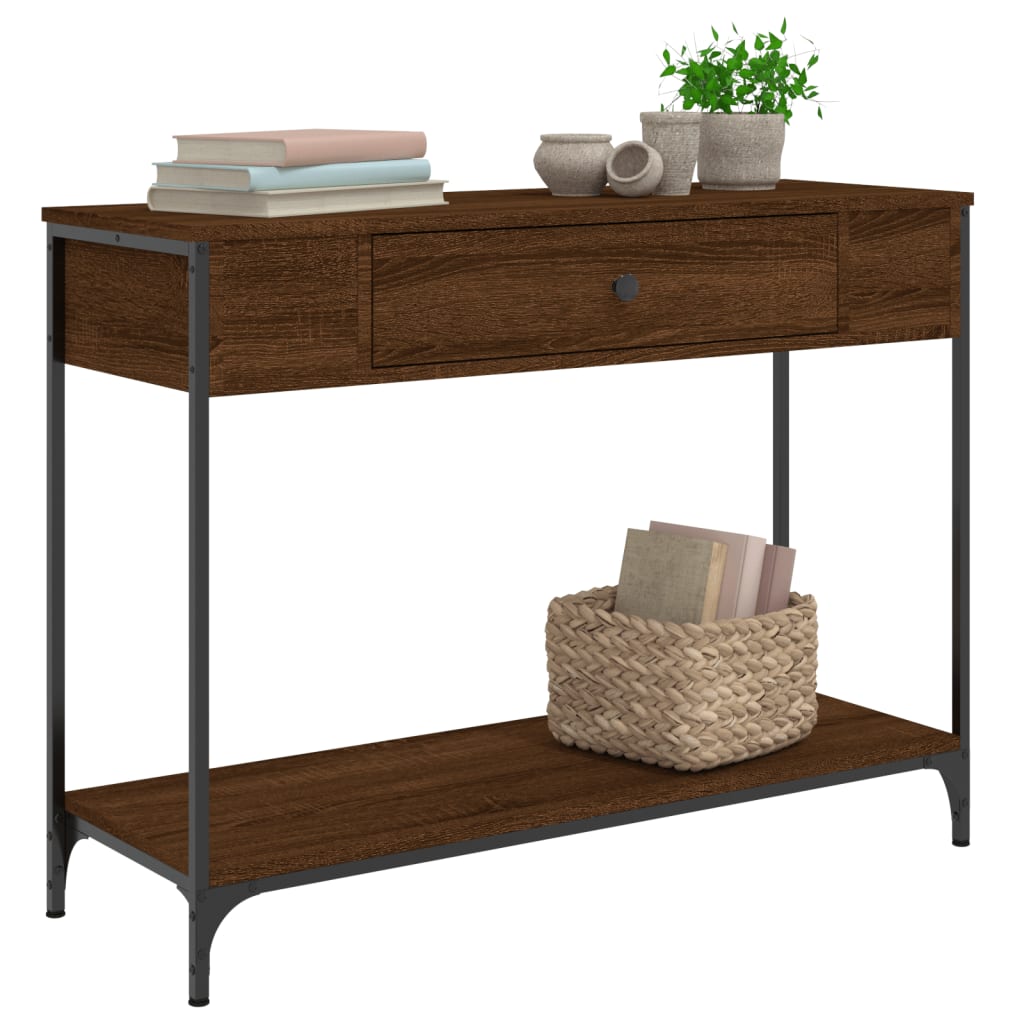 Console Table Brown Oak 100x34.5x75 cm Engineered Wood