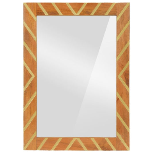 Bathroom Mirror Brown 50X70X3 Cm Solid Wood Mango And Glass