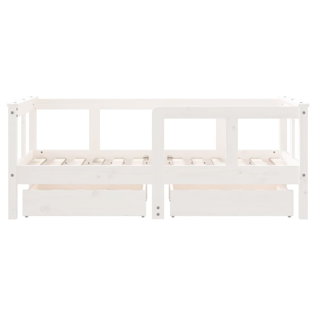 Kids Bed Frame with Drawers White 70x140 cm Solid Wood Pine
