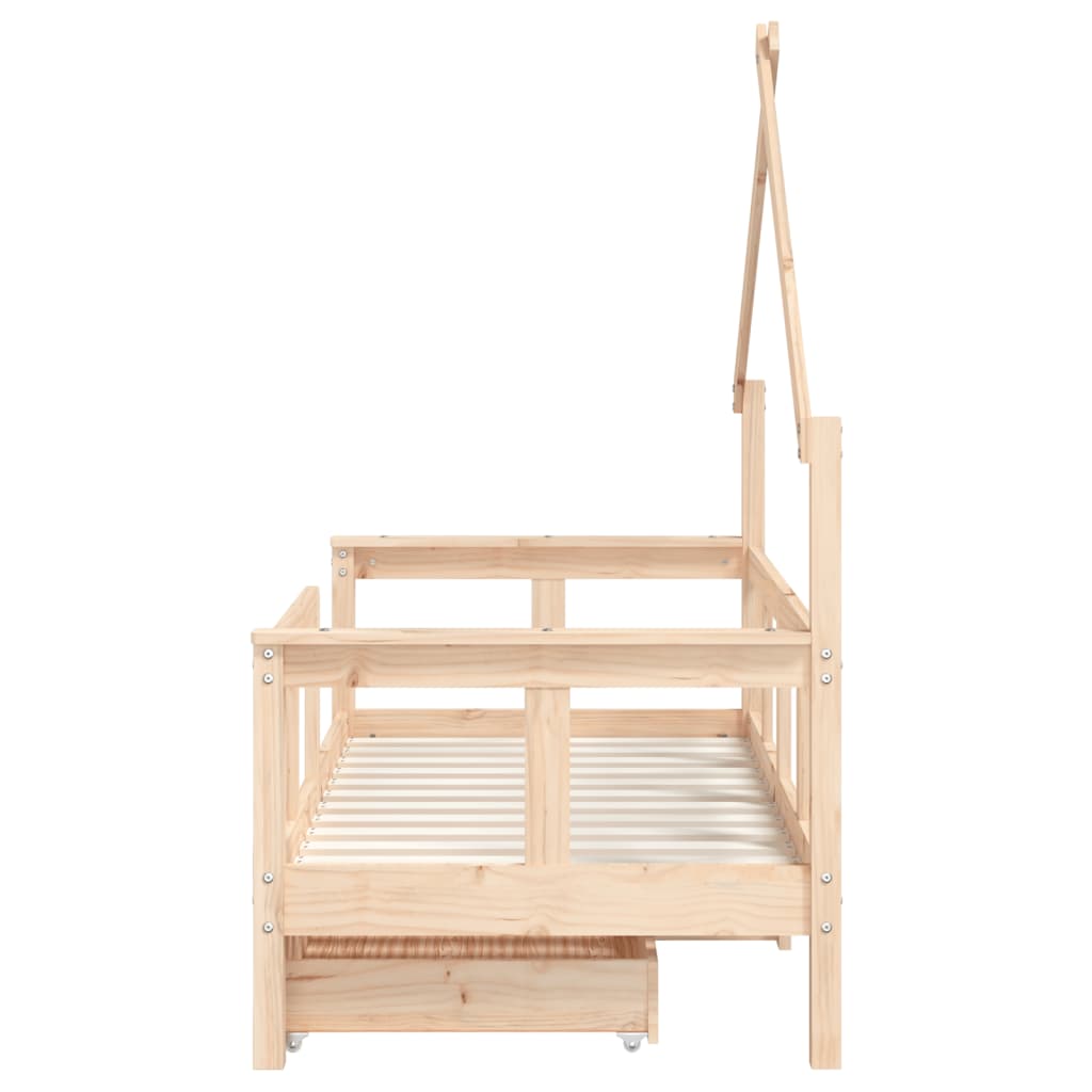 Kids Bed Frame with Drawers 70x140 cm Solid Wood Pine