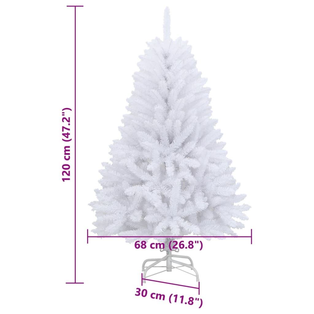 Artificial Hinged Christmas Tree with Stand White 120 cm