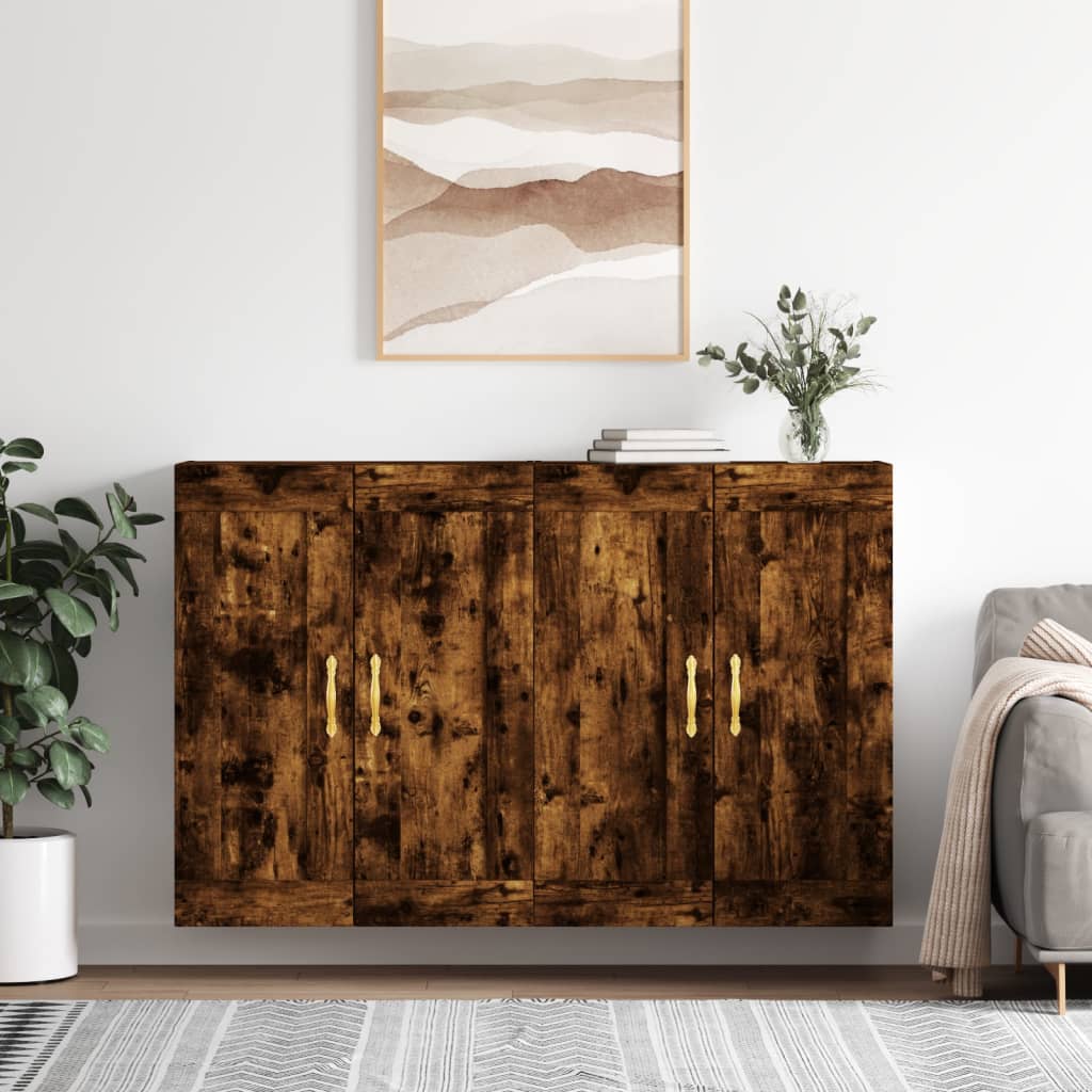 Wall Mounted Cabinets 2 pcs Smoked Oak Engineered Wood